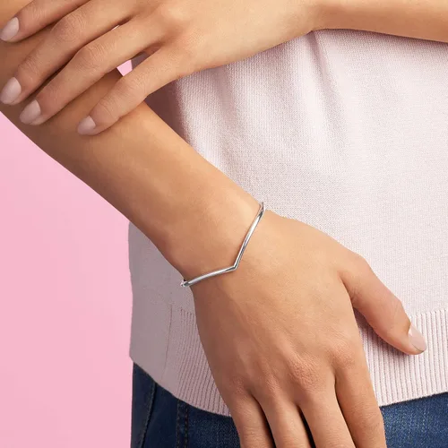 Miniatura 5 de PANDORA Pulsera de plata de ley pulida con diseño de hueso, joyería, Metal