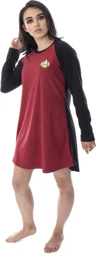 Miniatura 3 de INTIMO Star Trek Next Generation - Camisón de pijama para mujer con diseño de cuadros raglán, Rojo