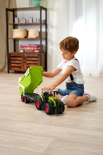 Miniatura 5 de DICKIE TOYS Tractor CLAAS con remolque (25.2 in) - Tractor de juguete grande con ruedas giratorias para niños de 3 años en adelante, juguete