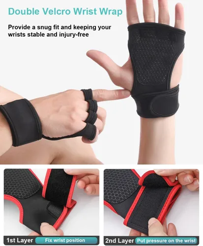 Miniatura 4 de SUJAYU Guantes de entrenamiento para hombres, guantes de entrenamiento para mujeres, muñequeras para levantamiento de pesas, puños Versa, muñequeras