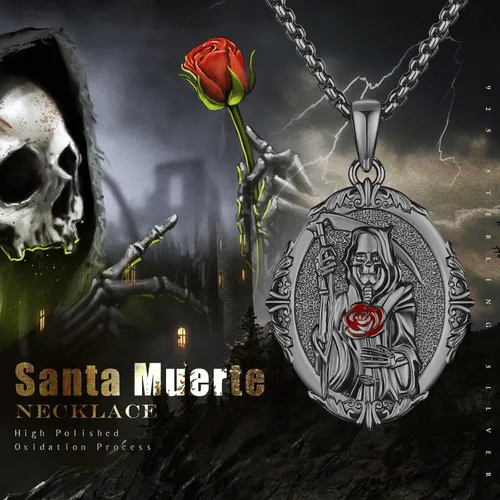 Miniatura 715 de Collar con colgante de plata de ley 925 con medalla de San Patrón, joyería religiosa para hombres y mujeres, con cadena de acero inoxidable 316L