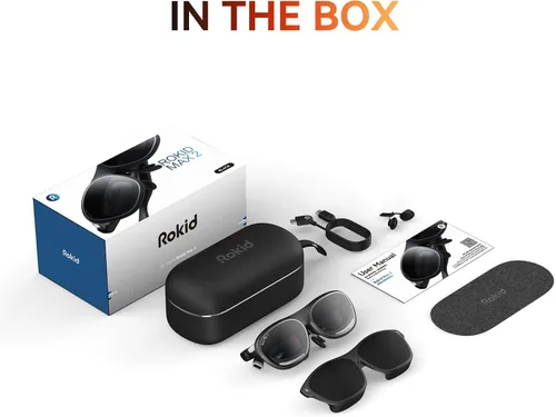 Miniatura 8 de Rokid Lentes AR negros Max2, pantalla micro-OLED de 215 pulgadas, FOV de 50°, brillo de 600 liendes, compatibles con teléfonos inteligentes