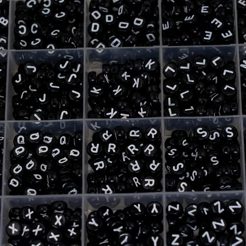 Miniatura 6 de Juego de 1450 cuentas de letras redondas de acrílico de 0.16 x 0.27 pulgadas, cuentas de las letras del alfabeto de la A a la Z y cuentas de números