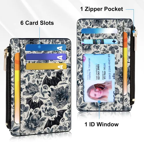 Miniatura 3 de Tipmile Tarjetero compacto para tarjetas de crédito con ventana de identificación para mujer, delgada y minimalista, bolsillo frontal, cartera
