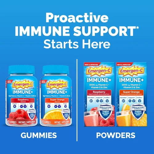 Miniatura 5 de Emergen-C Immune+ Apoyo Inmunológico de Triple Acción en Polvo, BetaVia (R), 1000 mg de Vitamina C, Vitaminas B, Vitamina D y Antioxidantes, Súper