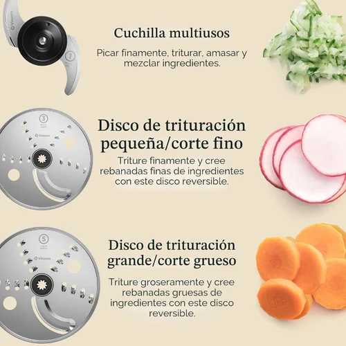 Miniatura 5 de Accesorio para procesador de alimentos de 12 tazas Vitamix con AUTO-DETECCIÓN, libre de BPA, con cuchilla de uso múltiple y dos discos reversibles