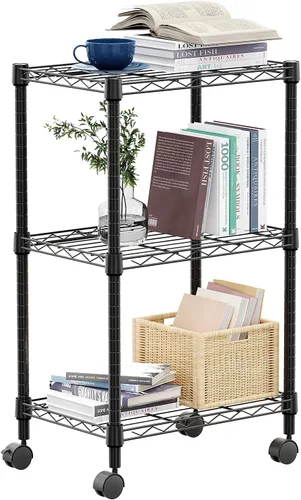 Miniatura 16 de M MZG Estante de alambre de acero resistente ajustable de 1000 libras, con 4 estantes, unidad de almacenamiento ajustable con rueda para cocina