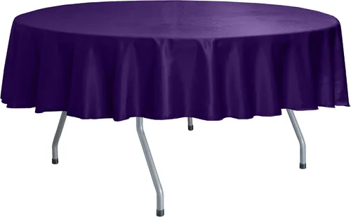 Miniatura 2 de ULTIMATE TEXTILE Mantel redondo reversible Shantung Satin Majestic de 72 pulgadas, color morado