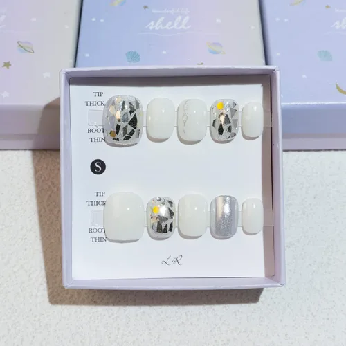 Miniatura 32 de LIGHT RAIN - Uñas a presión medianas con diseño de galaxia Andromeda, de lujo, reutilizables, de siete capas, con acabado UV, uñas postizas hechas a