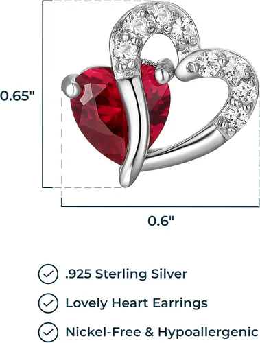 Miniatura 3 de Tienda Collection Pendientes de plata de ley con piedras preciosas creadas y zafiro blanco con doble corazón