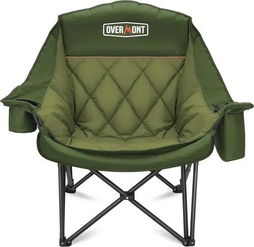 Miniatura 18 de Overmont Silla de camping XL extragrande para adultos - Soporte de 204 kg, silla plegable acolchada de alta resistencia con bolsillo lateral, Azul