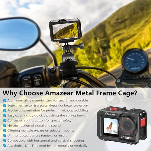 Miniatura 6 de AMAZEAR Jaula de metal para DJI Osmo Action 5 Pro, DJI Action3/4/5 Pro Premium Accessories Funda protectora multifunción carcasa de aluminio