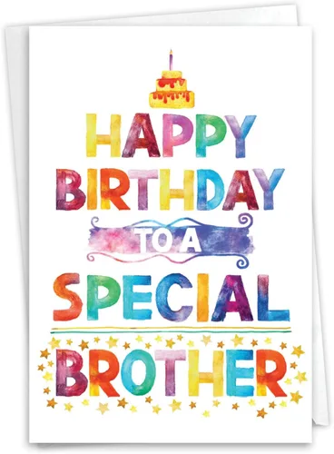 Miniatura 10 de NobleWorks - Tarjeta de 1 cumpleaños para hermano - Impresionante saludo familiar para hermanos - Best Brother Ever C9295BRG