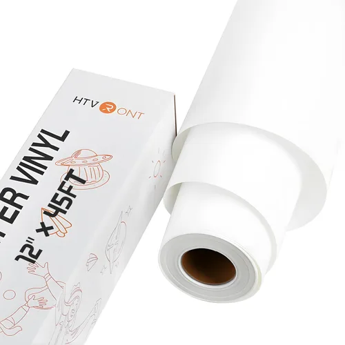 Miniatura 15 de HTVRONT Vinilo HTV de transferencia de calor blanco - 30,5 cm x 36,6 metros de vinilo blanco para planchar para camisetas, rollo de vinilo HTV