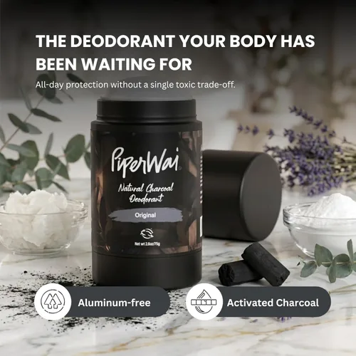 Miniatura 2 de PiperWai Desodorante natural con carbón activado Protección contra olores, vegano, sin aluminio, producto Shark Tank para mujeres y hombres Palo
