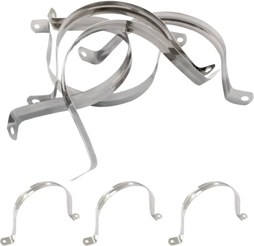 Miniatura 5 de 5 abrazaderas de conducto de 4 pulgadas con dos agujeros, correa rígida de acero inoxidable M100 para tubería de metal en U, soporte de correa
