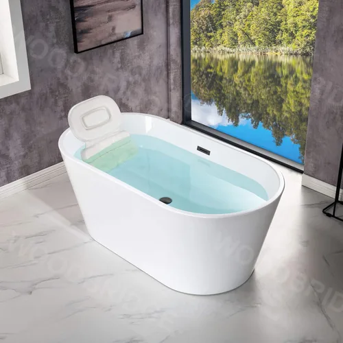 Miniatura 12 de WOODBRIDGE Bañera de Acrílico Independiente Contemporánea para Remojo con Rebosadero y Desagüe, BTA1514-C, Blanco, 59" Cromado 59" Cromo