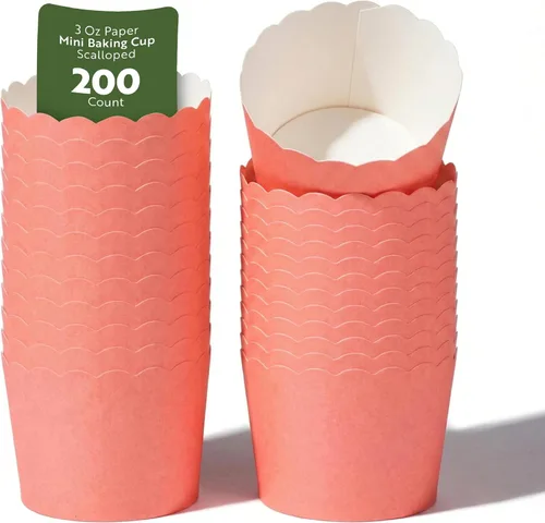 Miniatura 37 de Restaurantware Paquete de 200 moldes de papel para cupcakes de 3.38 onzas, resistentes a la grasa, festoneados para horno, elegantes tazas