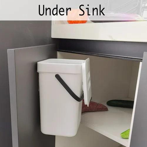 Miniatura 4 de LALASTAR Contenedor de Compost para Cocina Interior Sellado, Pequeño Cubo de Basura Colgante con Tapa Debajo del Fregadero para Cocina, Contenedor