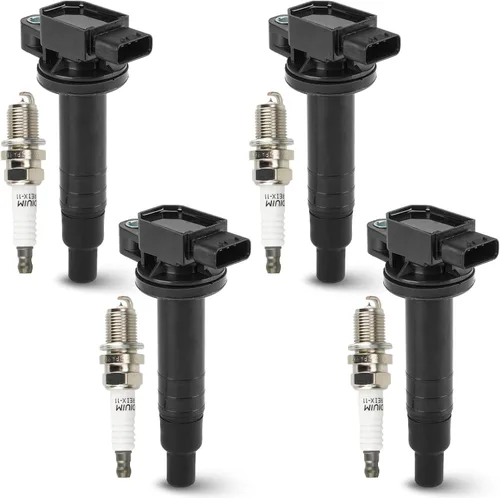 Paquete de 4 bobinas de encendido con 4 bujías de iridio compatibles con Toyota Camry Yaris Echo Prius C Yaris Scion xA xB L4 1.5L, reemplazo para
