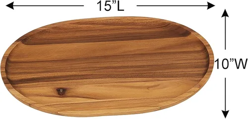 Miniatura 7 de Woodard & Charles Acaica - Bandeja ovalada grande de madera, juego de 4, 10 pulgadas de ancho x 15 pulgadas de largo