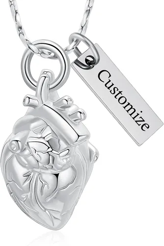 Miniatura 9 de Imrsanl Collar con colgante de joyería de cremación para cenizas – Collar anatómico de urna de corazón para cenizas – Medallones conmemorativos