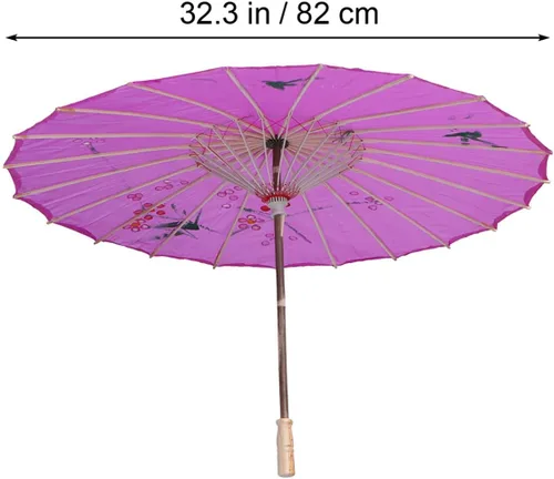 Miniatura 9 de EXCEART Paraguas de papel engrasado japonés chino hecho a mano sombrilla clásica danza paraguas para bodas fiestas fotografía decoración D