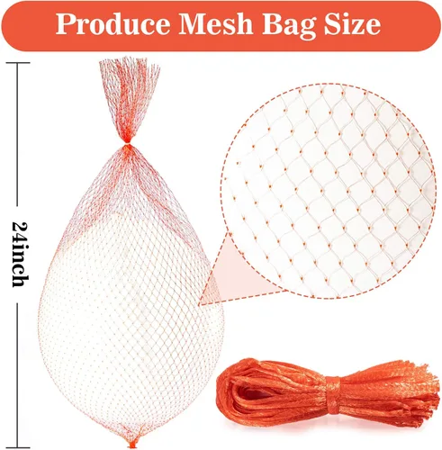 Miniatura 2 de Sukh 90 bolsas de malla para productos – Bolsas de malla para verduras de 24 pulgadas, red de almacenamiento de cebolla, red de mariscos para Rojo