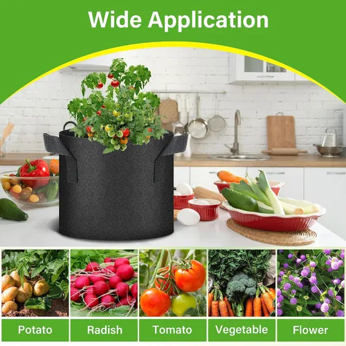 Miniatura 5 de HealSmart Paquete de 10 bolsas de cultivo de plantas de 3 galones, macetas plantadoras de tomate con asas, tela no tejida de aireación, maceta
