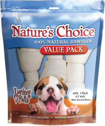 Miniatura 6 de Loving Pets Nature's Choice - Huesos de cuero crudo anudados blancos para perros, de 3 a 4 pulgadas (para perros de menos de 10 libras)