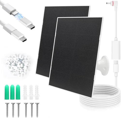 Miniatura 10 de Panel solar de 4 W para cámara de seguridad, cargador de panel solar tipo C y micro para cámara exterior con batería recargable, paneles solares