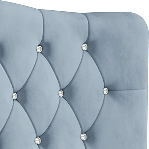 Miniatura 5 de Cabecera tapizada de terciopelo ajustable con botones de diamantes de cristal doble, color azul claro