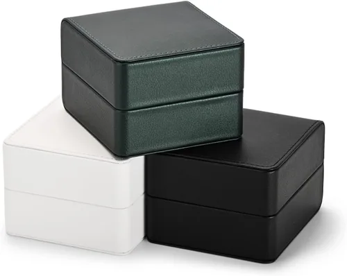 Miniatura 6 de Caja de regalo de reloj de cuero PU negro Premium Caja de almacenamiento de reloj individual con caja de reloj de pulsera de almohada extraíble