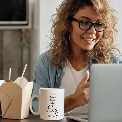 Miniatura 6 de Shqiueos Taza de 11 onzas, regalos de abogados para mujeres, regalos para examen de abogados, regalo de oficina para abogadas, JD, futura abogada