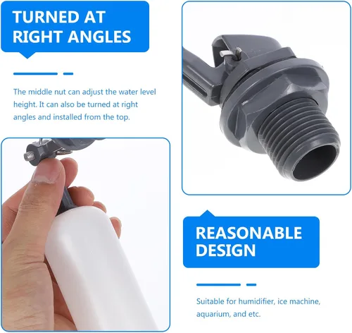 Miniatura 7 de Mini válvula de flotador de 7.08 pulgadas, control automático de nivel de agua con tuerca ajustable para humidificador, máquina de hielo de acuario