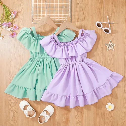 Miniatura 6 de VINUOKER Vestido de fiesta de princesa para niñas pequeñas, vestido de verano con hombros descubiertos y tirantes