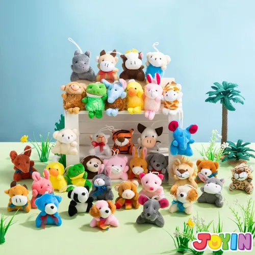 Miniatura 8 de JOYIN Paquete de 12 mini juguetes de peluche de animales al azar (12 unidades de 3 pulgadas cada uno), animales de peluche a granel para niños