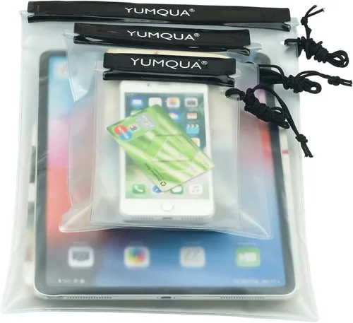 Miniatura 6 de YUMQUA Bolsa impermeable transparente, bolsa impermeable para documentos, soporte para pasaporte, funda hermética para mapas, bolsa impermeable a