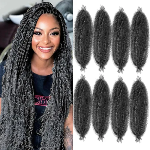 Miniatura 30 de Cabello Spring Twist Pre-Esponjado Color 4 Cabello Afro de Giros Elásticos 8 Paquetes Cabello Marrón Marley Twist para Trenzado para Locs de Marrón