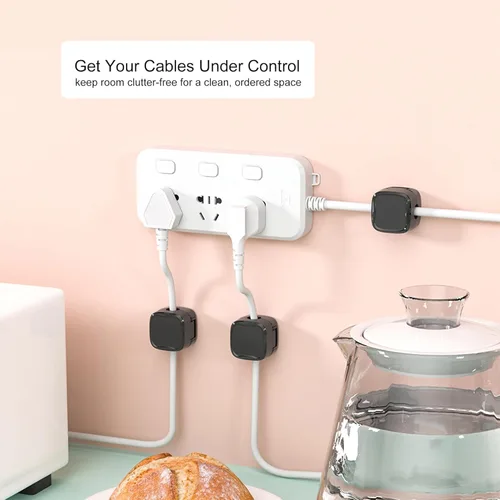 Miniatura 7 de Rangrak - Paquete de 6 clips magnéticos para cables, organizador de cables debajo del escritorio, organizador de cables adhesivo Rangrak
