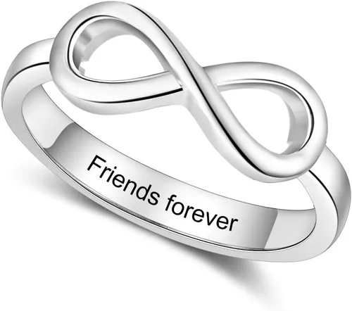 Lam Hub Fong Anillos de infinito para mejores amigos, anillos de plata de ley personalizados con nombre para mujeres, anillos de amistad a juego,
