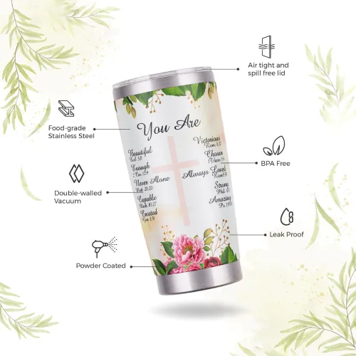 Miniatura 6 de Taza aislada de acero inoxidable inspiradora con tapa y pajita, taza de viaje espiritual, regalo basado en la fe, botella de agua motivacional