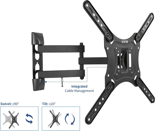 Miniatura 3 de VIVO Soporte de pared para TV de pantalla de 23 a 55 pulgadas con inclinación ajustable y estante de entretenimiento, AV flotante, estantería DVD