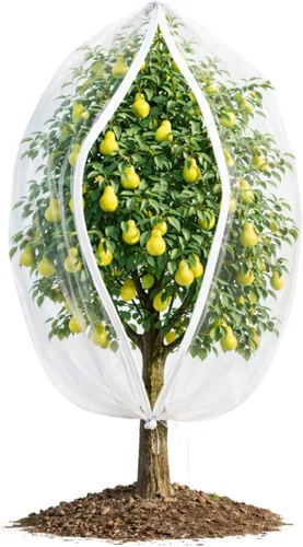 Miniatura 13 de Cubierta de red para árboles frutales con cremallera y cordón, 2 paquetes de red de barrera de insectos de 4 x 4 pies para protección del jardín