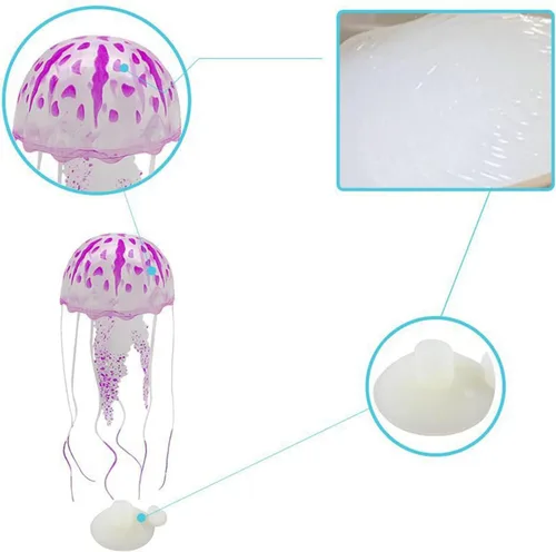Miniatura 5 de Jowxsx Juguete de medusas divertidas Accesorios para pecera, decoración flotante del mundo submarino, adornos de acuario de dibujos animados, Azul