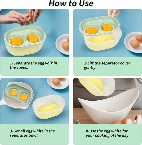 Miniatura 4 de Separador de clara de huevo con batidor de huevos, separador de huevos para huevo crudo, caja de almacenamiento de filtro de clara de huevo, Azul