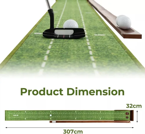 Miniatura 7 de Alfombrilla de golf para interiores con putter y 5 bolas, juego de devolución automática de bolas, terciopelo mate para el hogar, oficina, patio