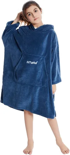 Miniatura 4 de Hiturbo Bata de Cambio para Niños: Manta Suave y Acolchada Portátil - Sudadera Cálida de Forro Polar Coral - Poncho para Nadar y Surfear para Niños