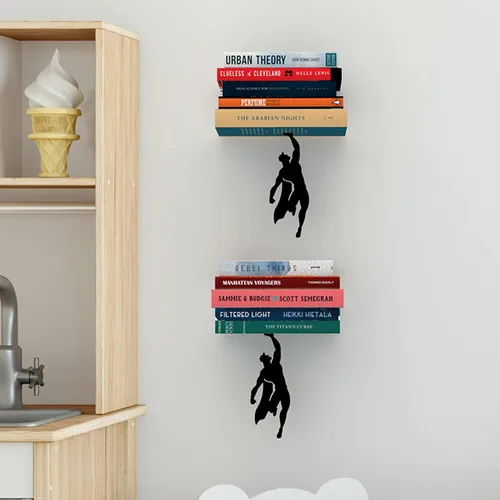 Miniatura 8 de Artori Design Estantería flotante para niños, estante de metal invisible, decoración de pared, estantería para amantes de los libros