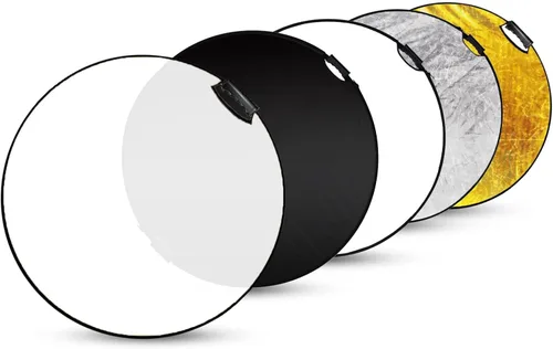 Reflector portátil Selen 5 en 1 de 24 pulgadas (60 cm) con mango redondo plegable de múltiples discos con estuche de transporte para iluminación de